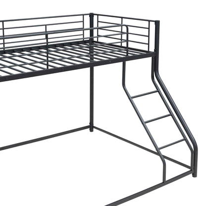 Metal Floor Bunk Bed, Twin XL over Queen, Black-Free Shipping - aurelia-clothing-8955