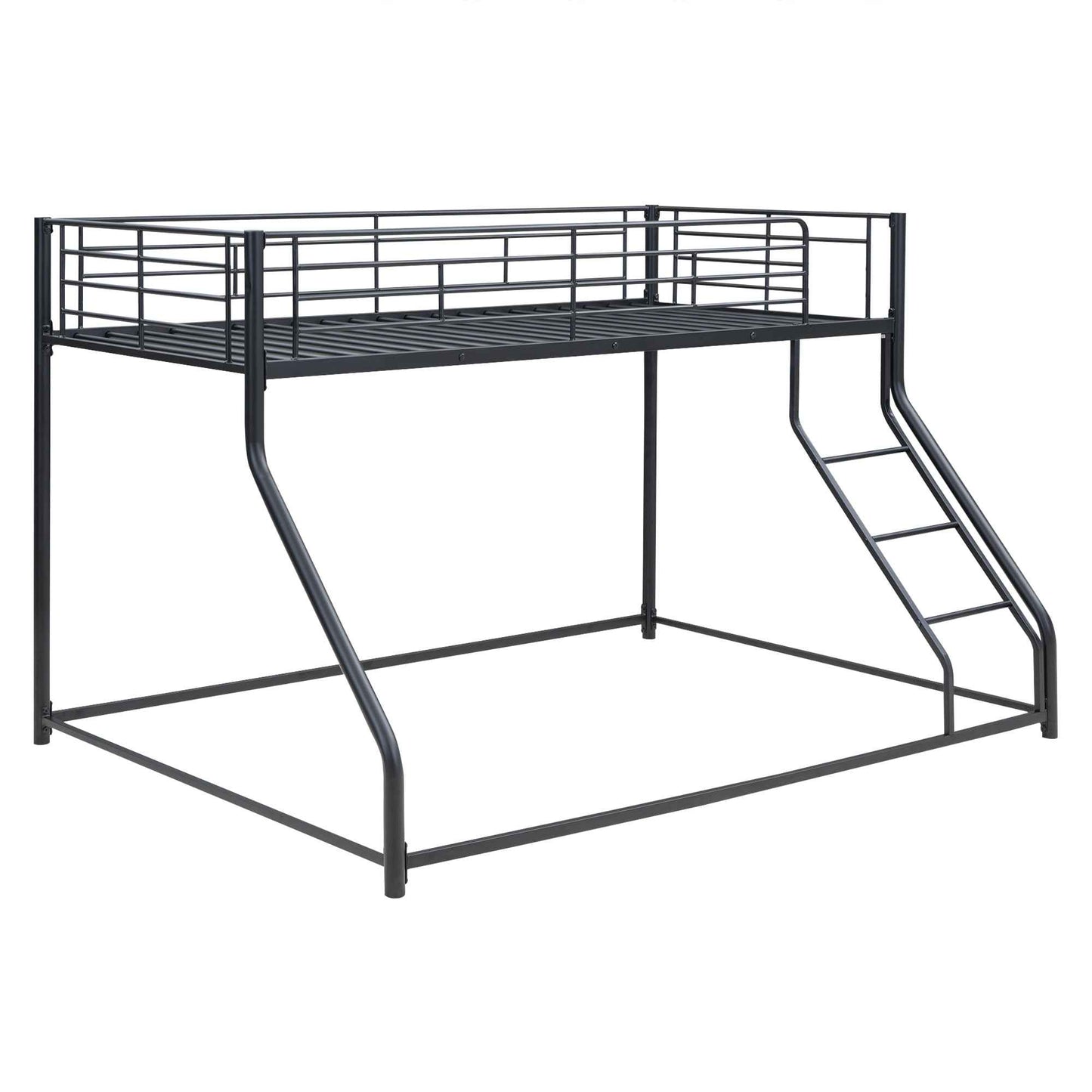 Metal Floor Bunk Bed, Twin XL over Queen, Black-Free Shipping - aurelia-clothing-8955