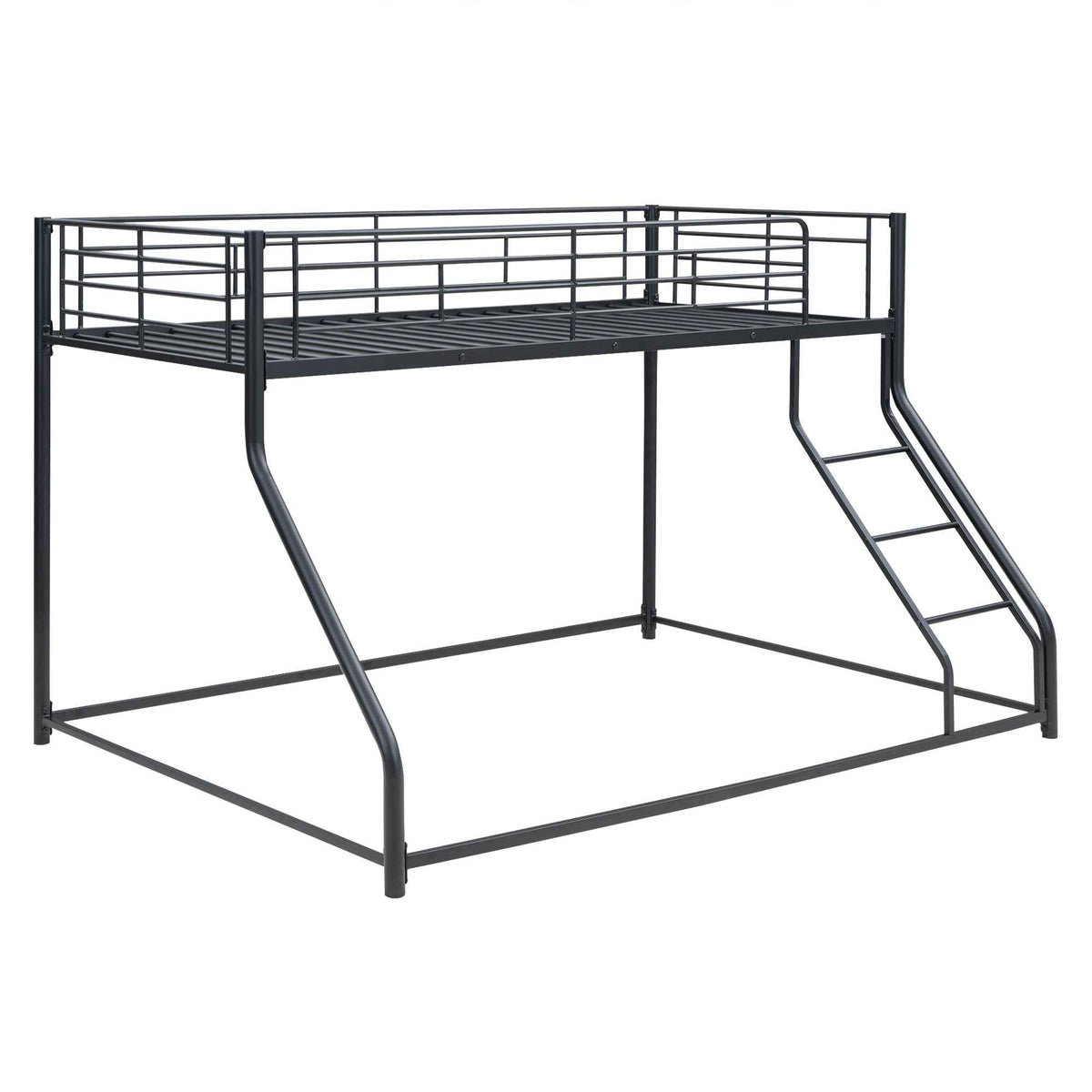 Metal Floor Bunk Bed, Twin XL over Queen, Black-Free Shipping - aurelia-clothing-8955