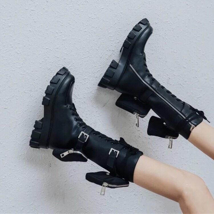 Mid Martin Boots Womens New Leather Platform Boots Bag Tactical Boots Knight Boots - Free Shipping - aurelia-clothing-8955
