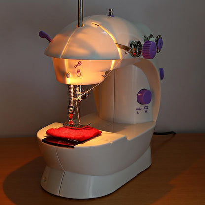 Mini Electric Handheld Sewing Machine Dual Speed Adjustment with Light Foot AC100-240V Double Threads Pendal Sewing Machine - Free Shipping - aurelia-clothing-8955