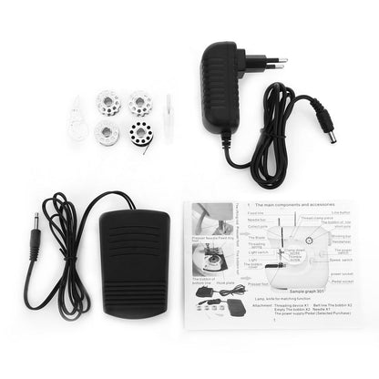 Mini Electric Handheld Sewing Machine Dual Speed Adjustment with Light Foot AC100-240V Double Threads Pendal Sewing Machine - Free Shipping - aurelia-clothing-8955