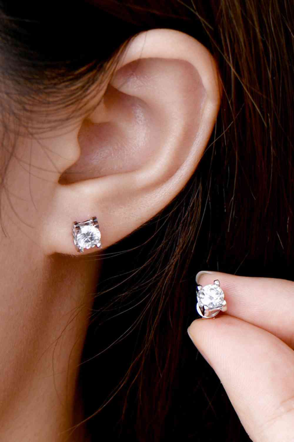 Moissanite 925 Sterling Silver Stud Earrings - aurelia-clothing-8955