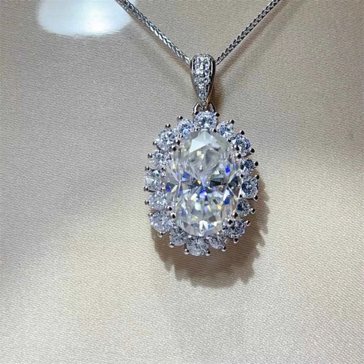 Moissanite Sterling Silver Pendant-Free Shipping - aurelia-clothing-8955