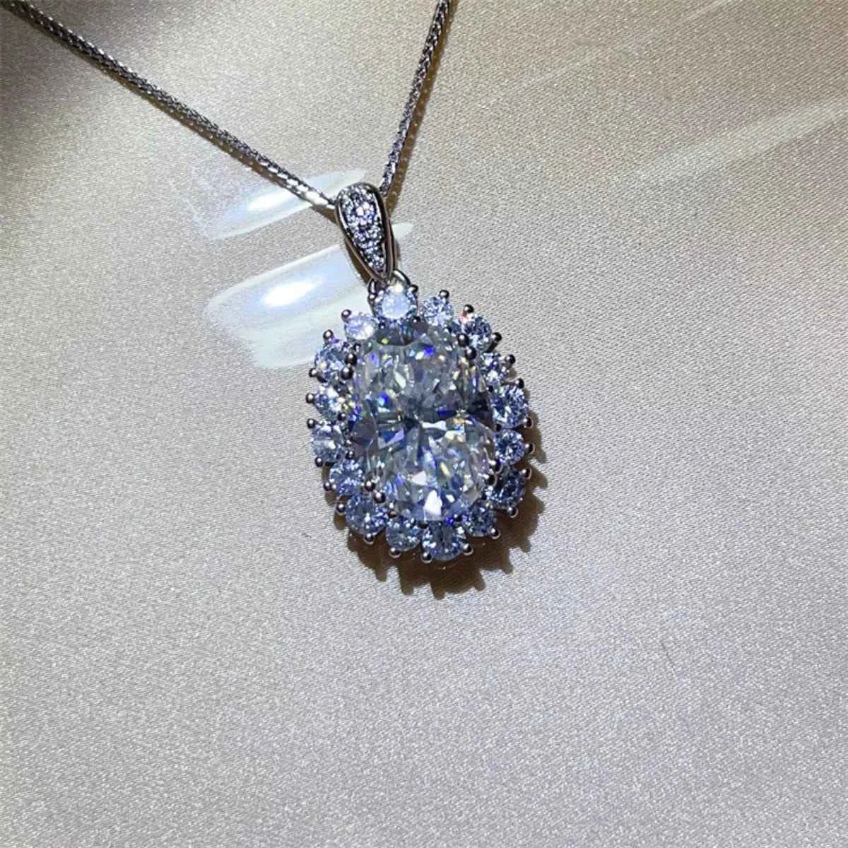 Moissanite Sterling Silver Pendant-Free Shipping - aurelia-clothing-8955