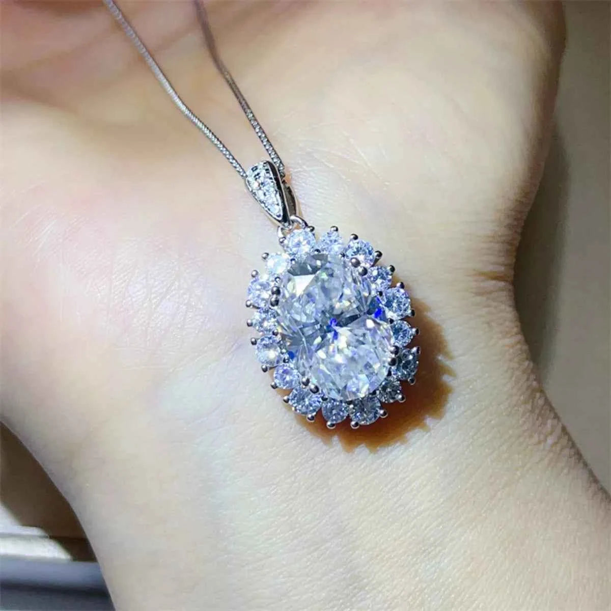 Moissanite Sterling Silver Pendant-Free Shipping - aurelia-clothing-8955