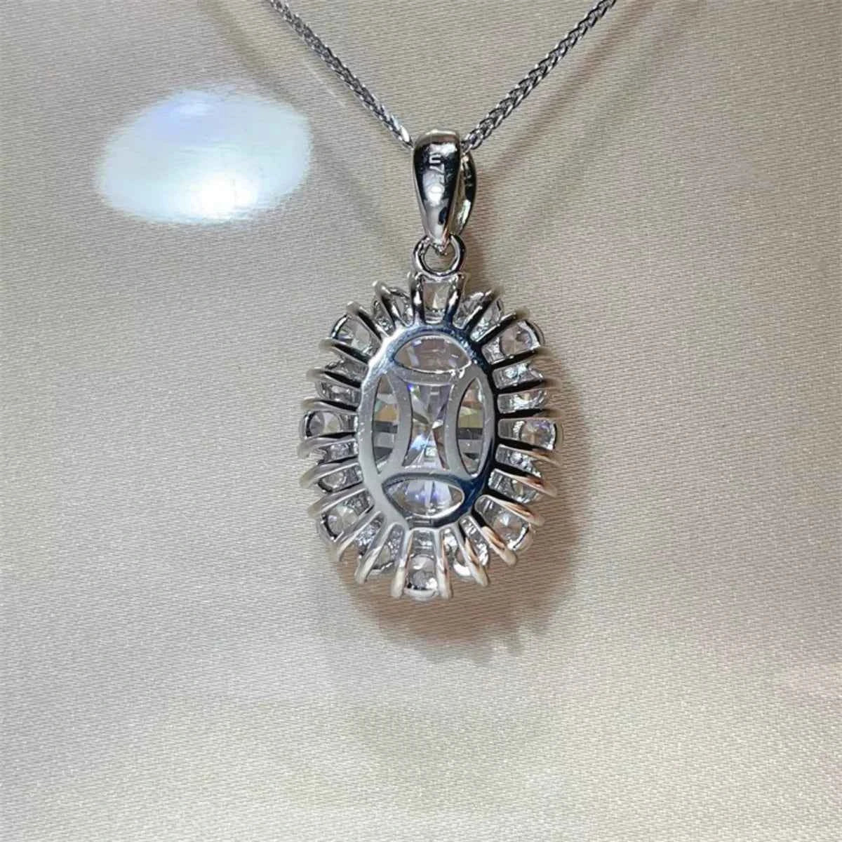 Moissanite Sterling Silver Pendant-Free Shipping - aurelia-clothing-8955