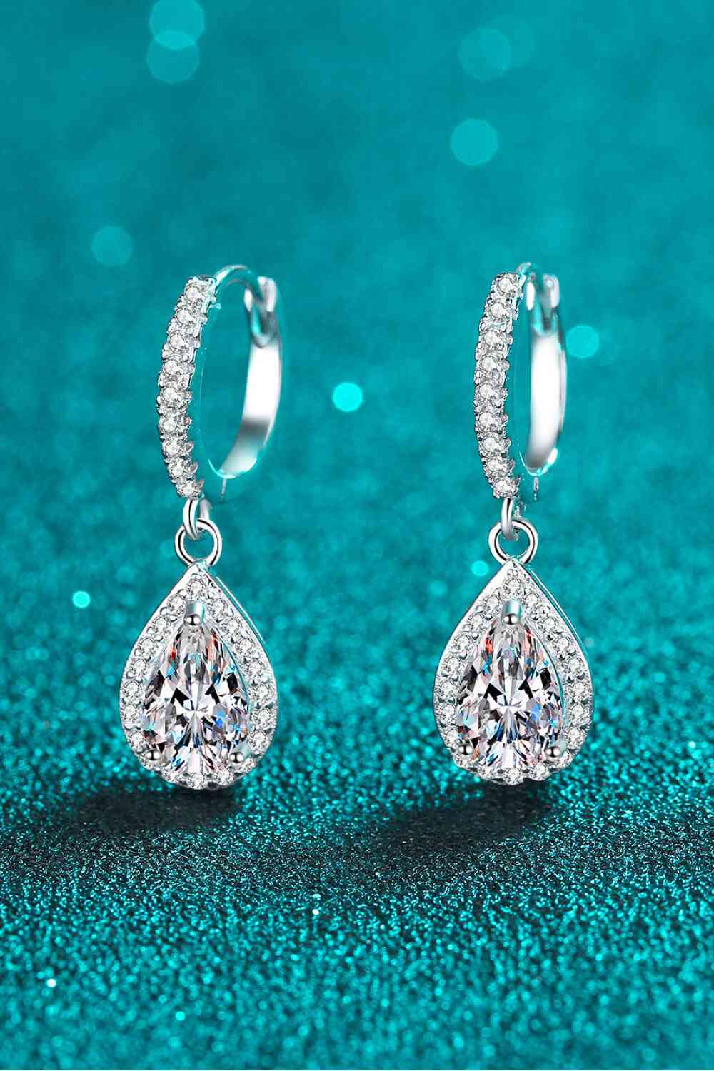 Moissanite Teardrop Earrings - aurelia-clothing-8955