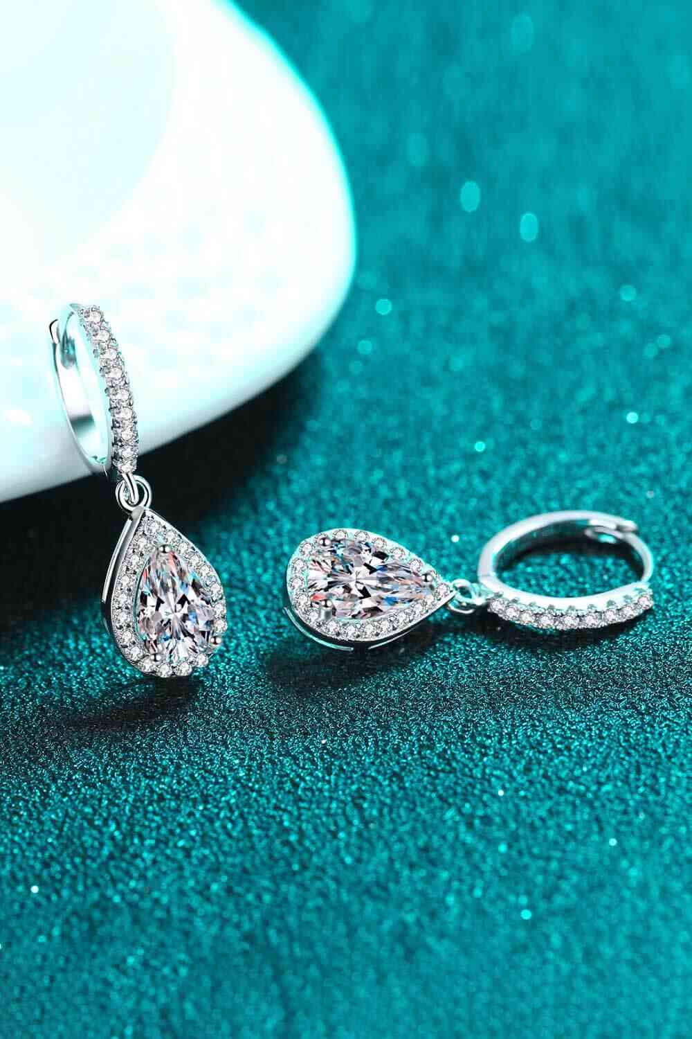 Moissanite Teardrop Earrings - aurelia-clothing-8955