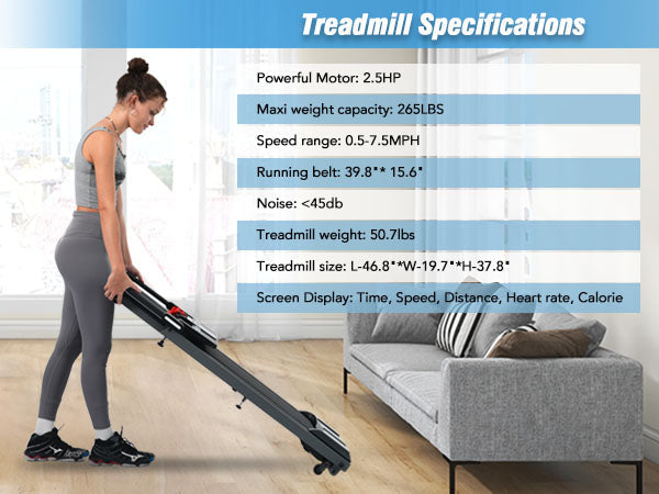 NEW Folding Treadmills Walking Pad Treadmill for Home Office -2.5HP Walking Treadmill With Incline Bluetooth Speaker - Free Shipping - aurelia-clothing-8955