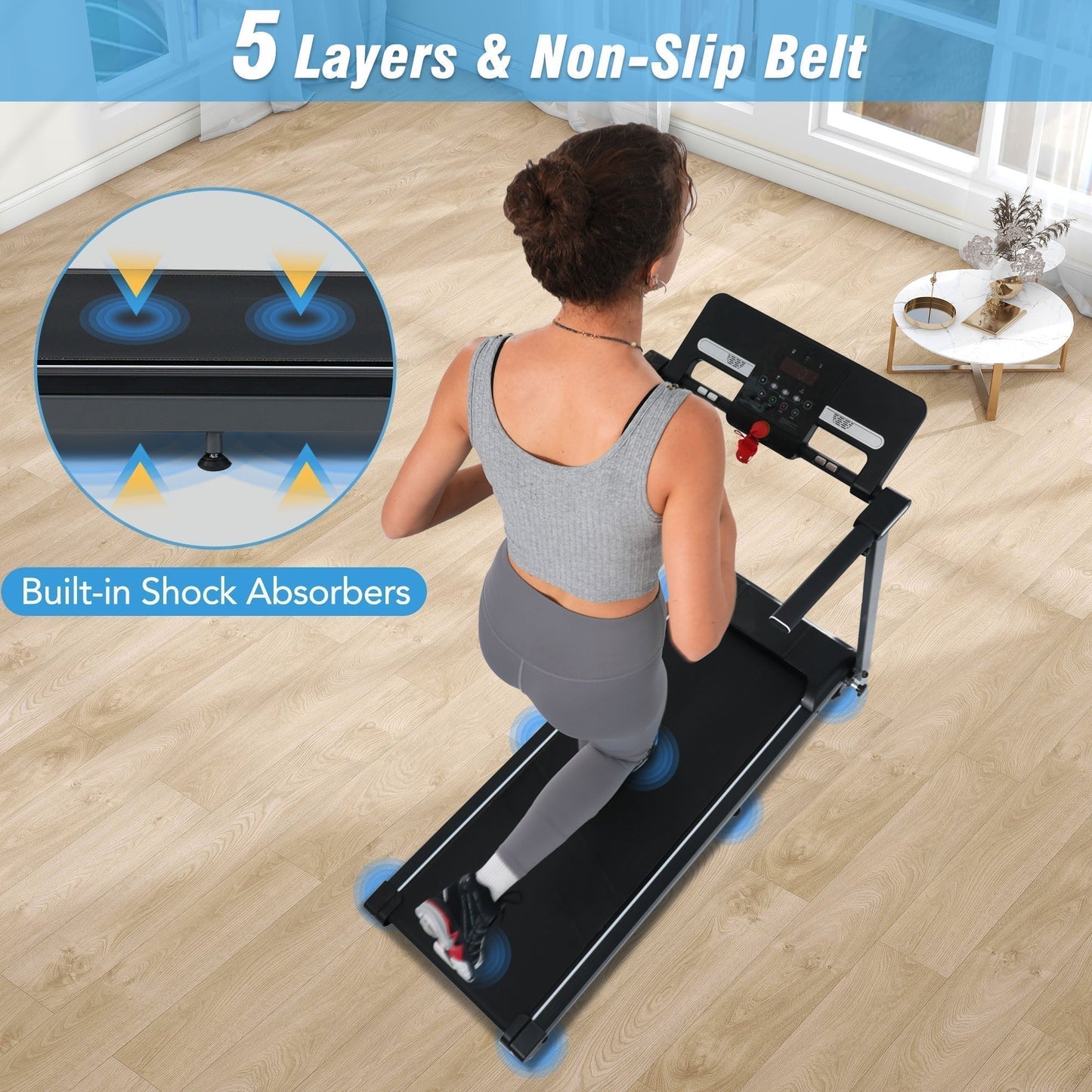 NEW Folding Treadmills Walking Pad Treadmill for Home Office -2.5HP Walking Treadmill With Incline Bluetooth Speaker - Free Shipping - aurelia-clothing-8955