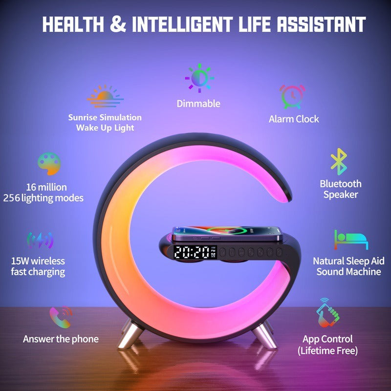 New Intelligent Bluetooth Speaker Projection Lamp Wireless Rechargeable Bedside Night Light Sunrise Wake-Up Lamp Polar Atmosphere Table Lamp - Free Shipping - aurelia-clothing-8955