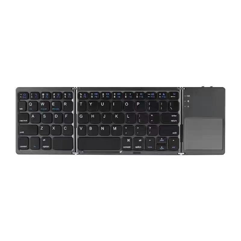 New Mini Wireless Three Folding Bluetooth Keyboard Bluetooth Wireless Folding With Touch Pad Bo33 Rechargeable Keyboard - Free Shipping - aurelia-clothing-8955