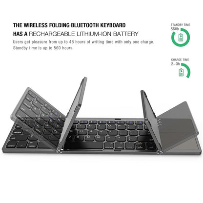 New Mini Wireless Three Folding Bluetooth Keyboard Bluetooth Wireless Folding With Touch Pad Bo33 Rechargeable Keyboard - Free Shipping - aurelia-clothing-8955