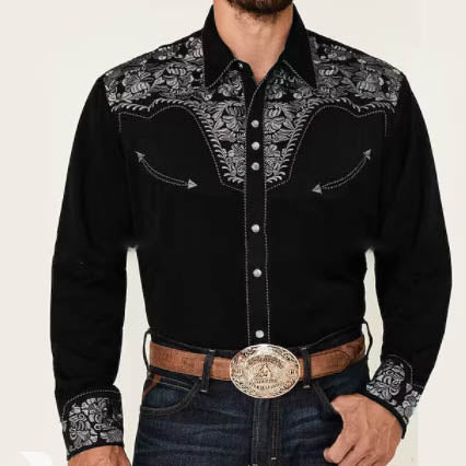 New Print Shirt Vintage Style Cardigan Polo Collar Mens Shirt Spring Autumn Daily Casual Shirt - Free Shipping - aurelia-clothing-8955