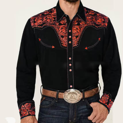 New Print Shirt Vintage Style Cardigan Polo Collar Mens Shirt Spring Autumn Daily Casual Shirt - Free Shipping - aurelia-clothing-8955