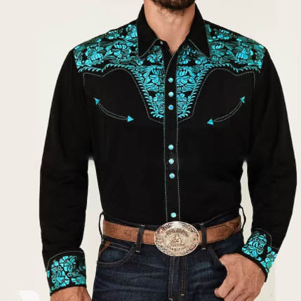 New Print Shirt Vintage Style Cardigan Polo Collar Mens Shirt Spring Autumn Daily Casual Shirt - Free Shipping - aurelia-clothing-8955