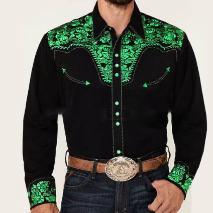 New Print Shirt Vintage Style Cardigan Polo Collar Mens Shirt Spring Autumn Daily Casual Shirt - Free Shipping - aurelia-clothing-8955