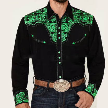 New Print Shirt Vintage Style Cardigan Polo Collar Mens Shirt Spring Autumn Daily Casual Shirt - Free Shipping - aurelia-clothing-8955