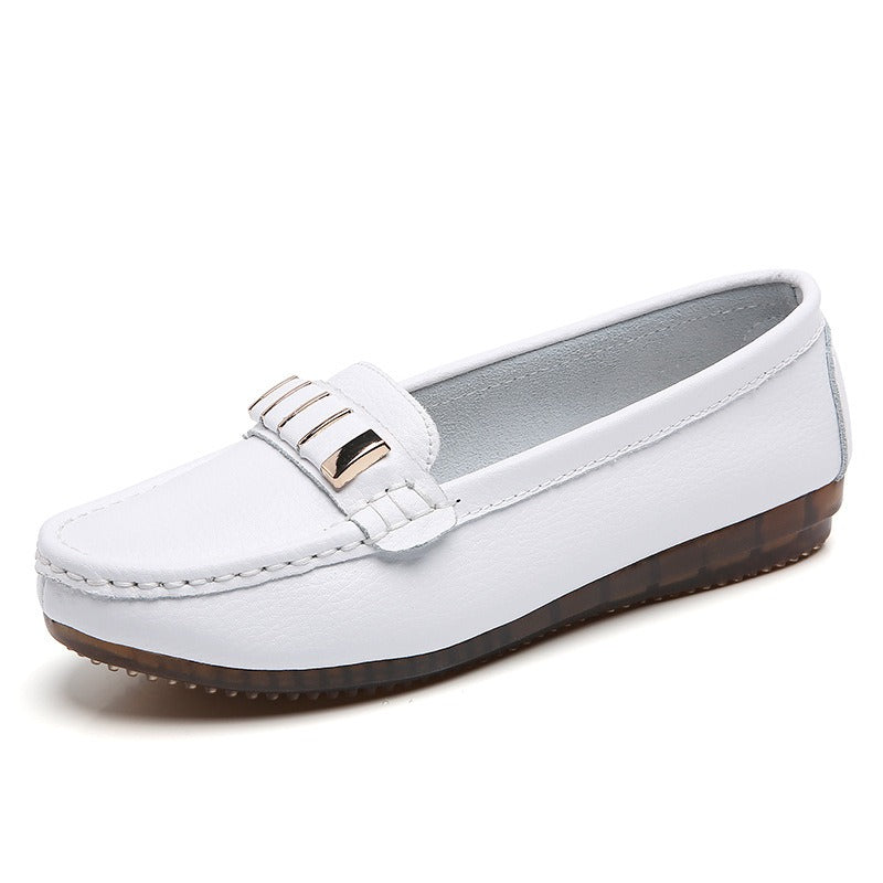 New Single Shoes In Spring And Autumn Womens Korean Flat Mother Shoes Cowhide Small Leather Shoes - Free Shipping - aurelia-clothing-8955