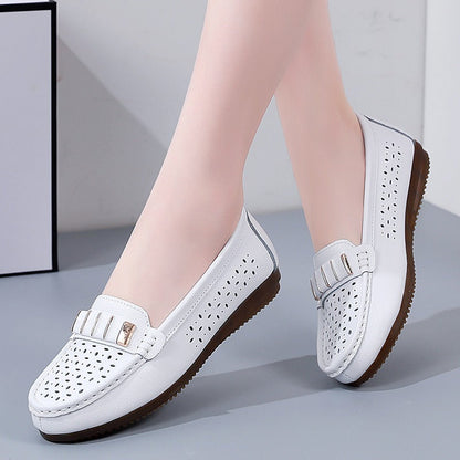 New Single Shoes In Spring And Autumn Womens Korean Flat Mother Shoes Cowhide Small Leather Shoes - Free Shipping - aurelia-clothing-8955