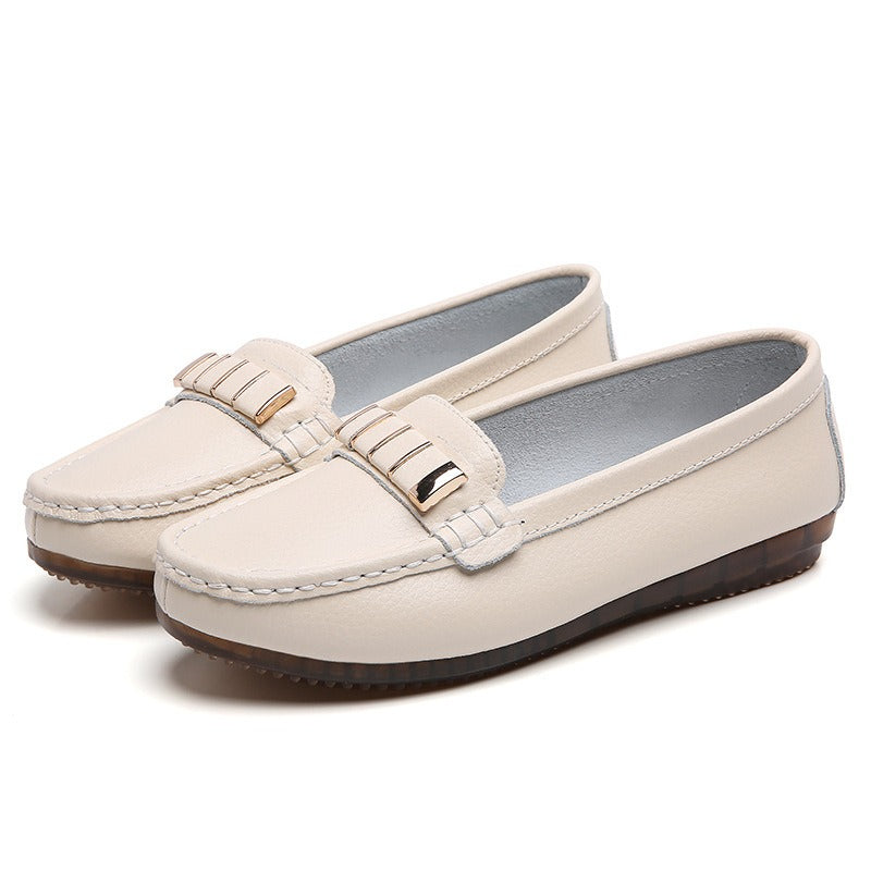 New Single Shoes In Spring And Autumn Womens Korean Flat Mother Shoes Cowhide Small Leather Shoes - Free Shipping - aurelia-clothing-8955