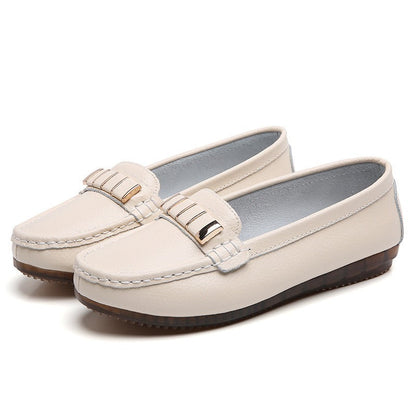 New Single Shoes In Spring And Autumn Womens Korean Flat Mother Shoes Cowhide Small Leather Shoes - Free Shipping - aurelia-clothing-8955