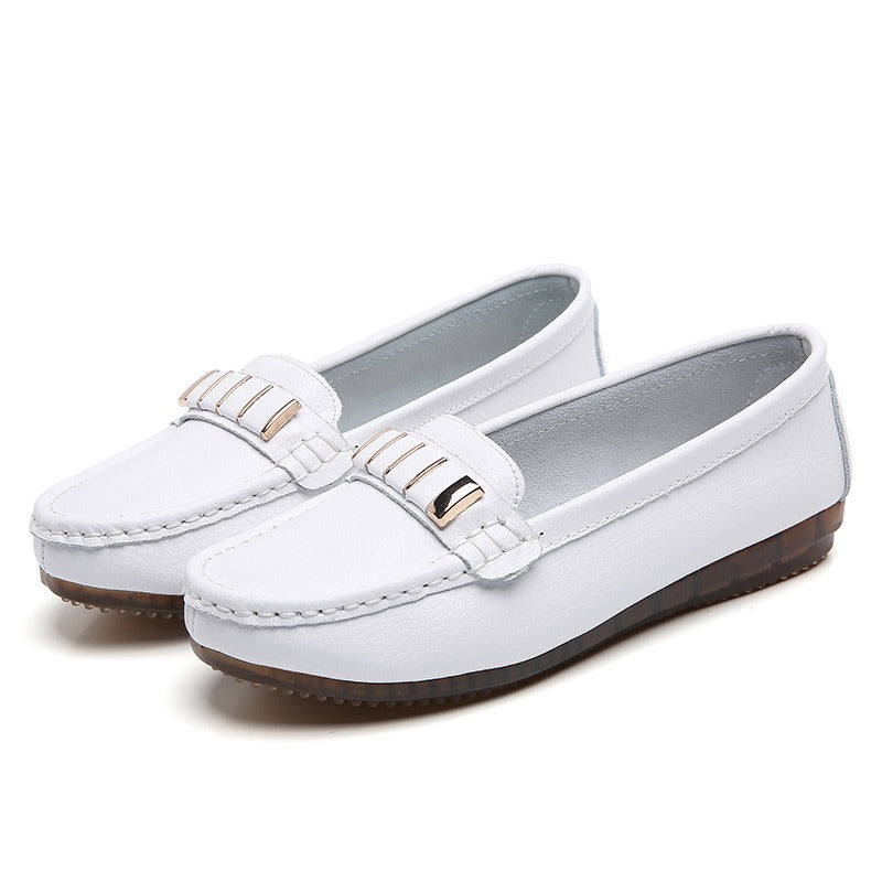New Single Shoes In Spring And Autumn Womens Korean Flat Mother Shoes Cowhide Small Leather Shoes - Free Shipping - aurelia-clothing-8955