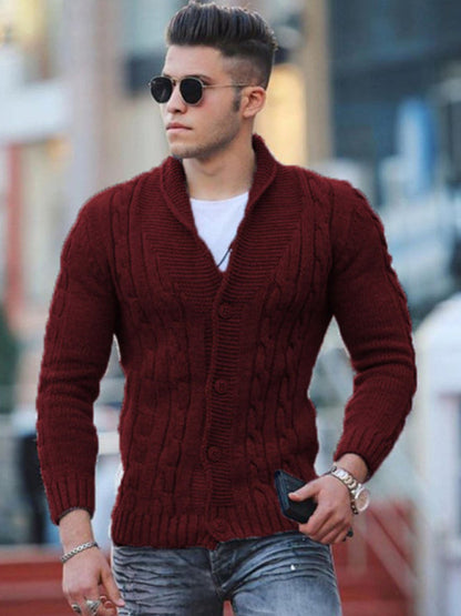 New Sweater Mens Knitted Cardigan Solid Color Slim Mens Jacket - Free Shipping - aurelia-clothing-8955