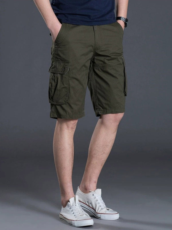 New Thin Workwear Shorts Solid Color Loose Multi-Pocket Straight Casual Pants - Free Shipping - aurelia-clothing-8955