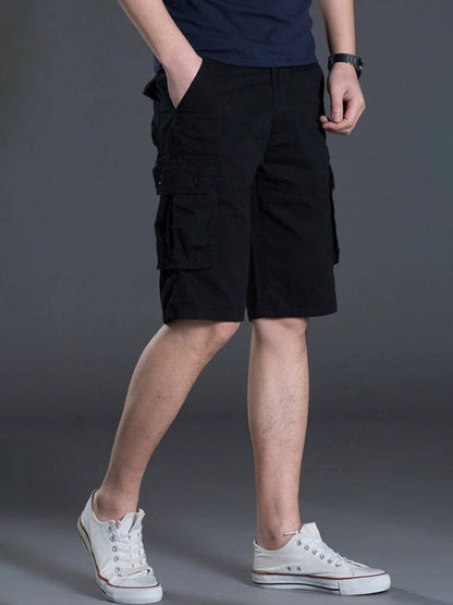 New Thin Workwear Shorts Solid Color Loose Multi-Pocket Straight Casual Pants - Free Shipping - aurelia-clothing-8955