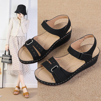 New Type Sandals Womens Flat Bottom Velcro Fish Mouth Thick Bottom Large Slip On Sandals - Free Shipping - aurelia-clothing-8955