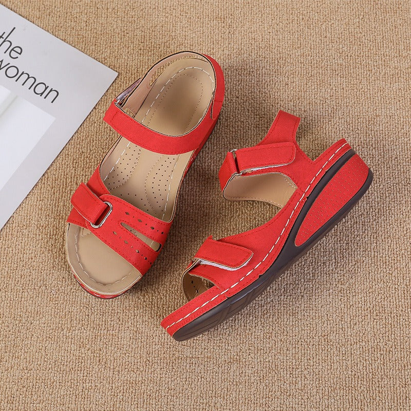 New Type Sandals Womens Flat Bottom Velcro Fish Mouth Thick Bottom Large Slip On Sandals - Free Shipping - aurelia-clothing-8955