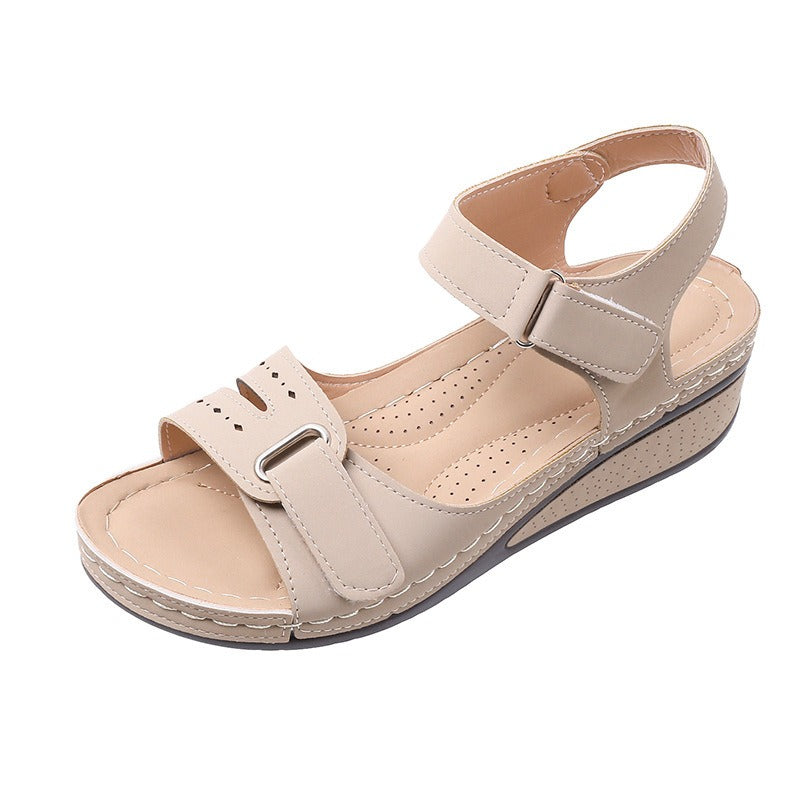 New Type Sandals Womens Flat Bottom Velcro Fish Mouth Thick Bottom Large Slip On Sandals - Free Shipping - aurelia-clothing-8955
