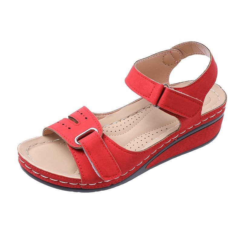 New Type Sandals Womens Flat Bottom Velcro Fish Mouth Thick Bottom Large Slip On Sandals - Free Shipping - aurelia-clothing-8955