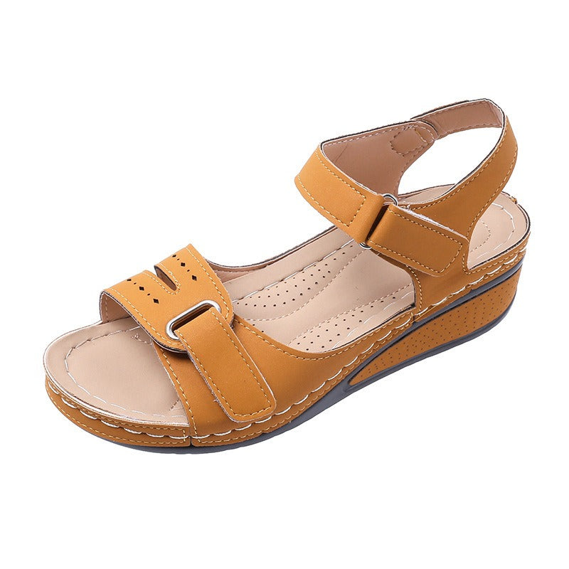 New Type Sandals Womens Flat Bottom Velcro Fish Mouth Thick Bottom Large Slip On Sandals - Free Shipping - aurelia-clothing-8955