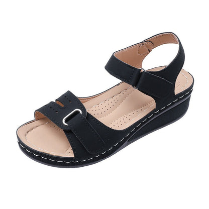 New Type Sandals Womens Flat Bottom Velcro Fish Mouth Thick Bottom Large Slip On Sandals - Free Shipping - aurelia-clothing-8955