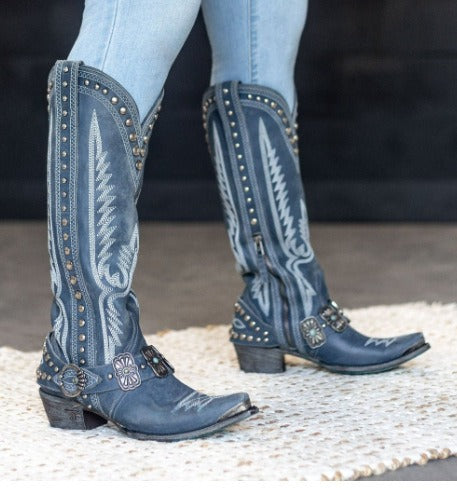 New Western Style Womens Competitive Denim Oversized Boots - Free Shipping - aurelia-clothing-8955