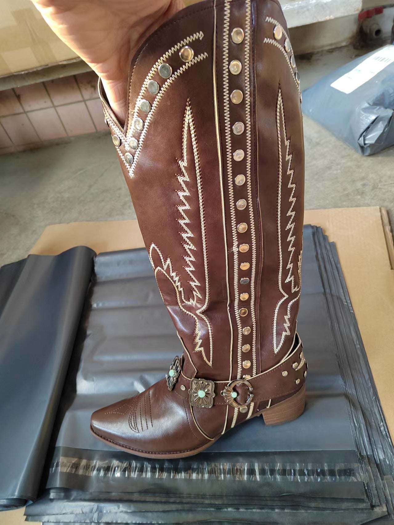 New Western Style Womens Competitive Denim Oversized Boots - Free Shipping - aurelia-clothing-8955