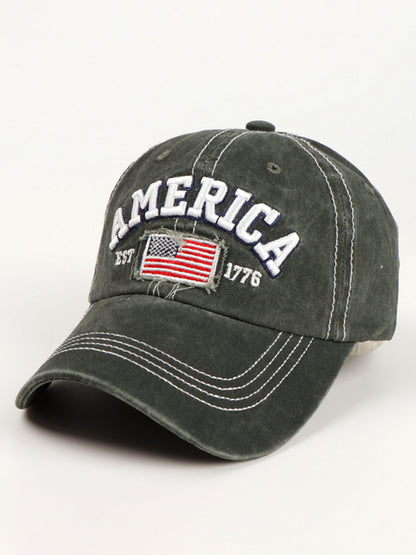 New denim embroidered old baseball cap American flag letter embroidered peaked cap - Free Shipping - aurelia-clothing-8955