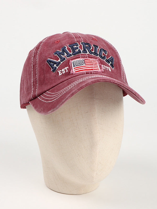 New denim embroidered old baseball cap American flag letter embroidered peaked cap - Free Shipping - aurelia-clothing-8955