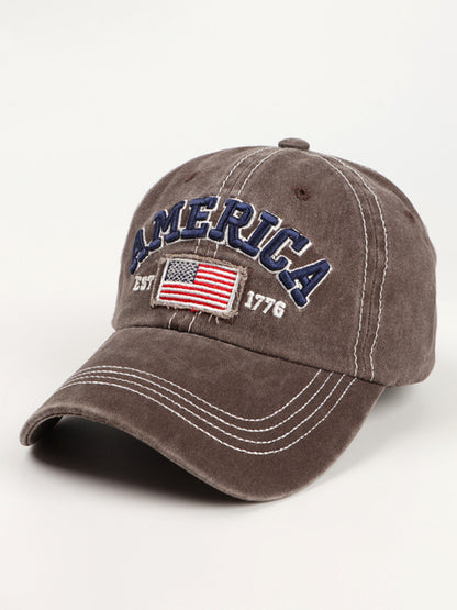 New denim embroidered old baseball cap American flag letter embroidered peaked cap - Free Shipping - aurelia-clothing-8955