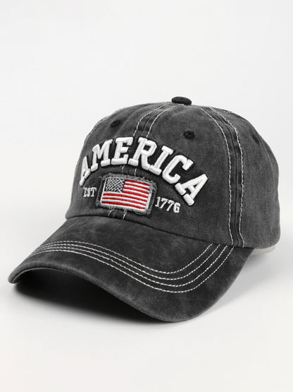 New denim embroidered old baseball cap American flag letter embroidered peaked cap - Free Shipping - aurelia-clothing-8955