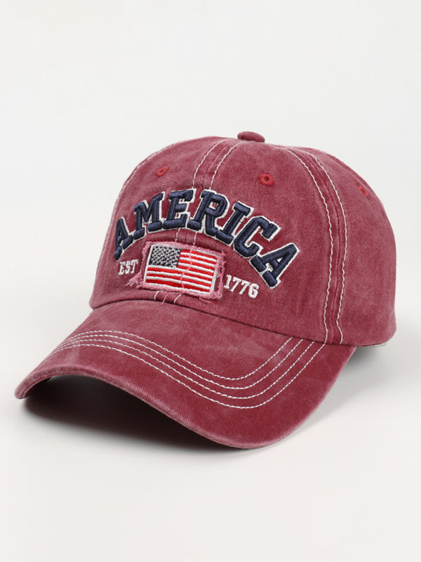New denim embroidered old baseball cap American flag letter embroidered peaked cap - Free Shipping - aurelia-clothing-8955