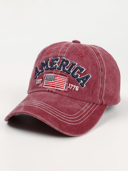 New denim embroidered old baseball cap American flag letter embroidered peaked cap - Free Shipping - aurelia-clothing-8955