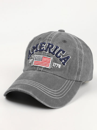New denim embroidered old baseball cap American flag letter embroidered peaked cap - Free Shipping - aurelia-clothing-8955
