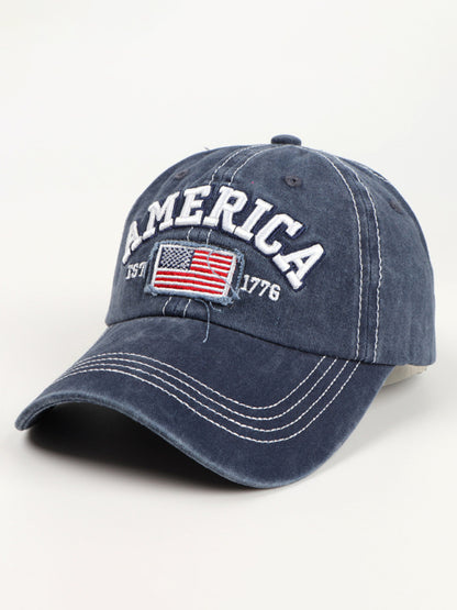 New denim embroidered old baseball cap American flag letter embroidered peaked cap - Free Shipping - aurelia-clothing-8955