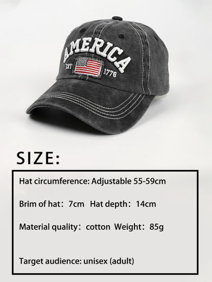 New denim embroidered old baseball cap American flag letter embroidered peaked cap - Free Shipping - aurelia-clothing-8955