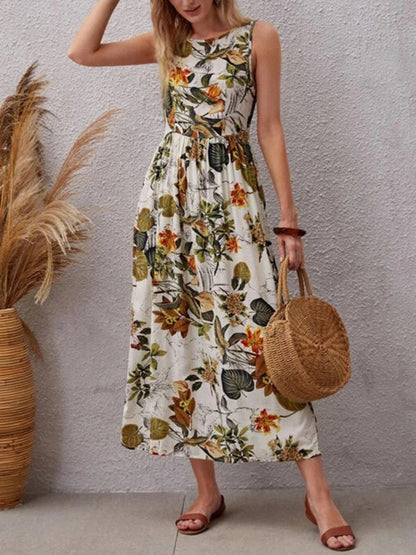 New holiday style skirt womens fashion print sleeveless dress - Free Shipping - aurelia-clothing-8955