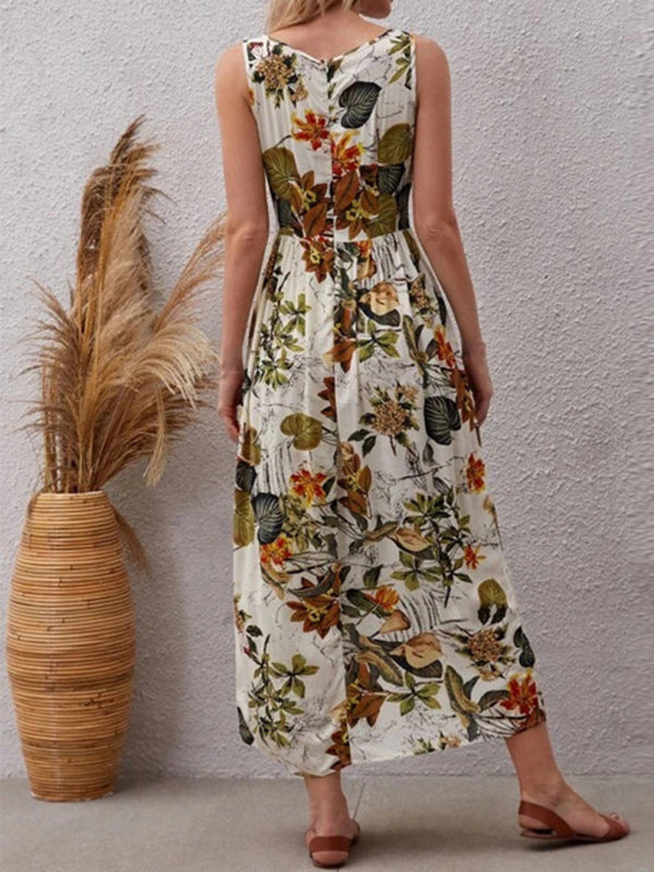New holiday style skirt womens fashion print sleeveless dress - Free Shipping - aurelia-clothing-8955